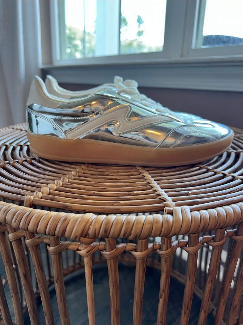 Madden Girl Metallic Silver Sneakers with Gum Sole